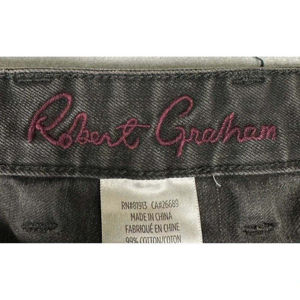 Robert Graham Classic Yates Jeans Mens 36 Black Straight Leg Stretch Denim Pants